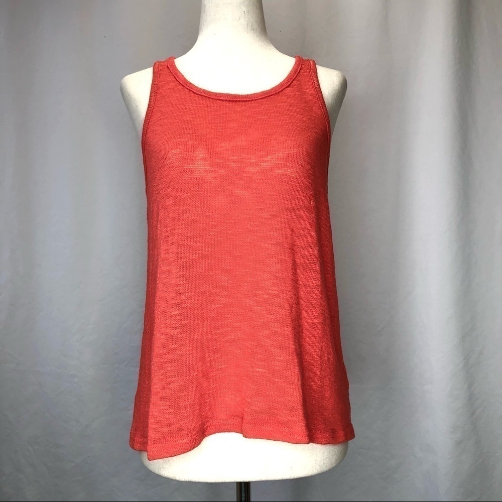 Jack orange trapeze knit top semi sheer thick and thin yarn keyhole back Small